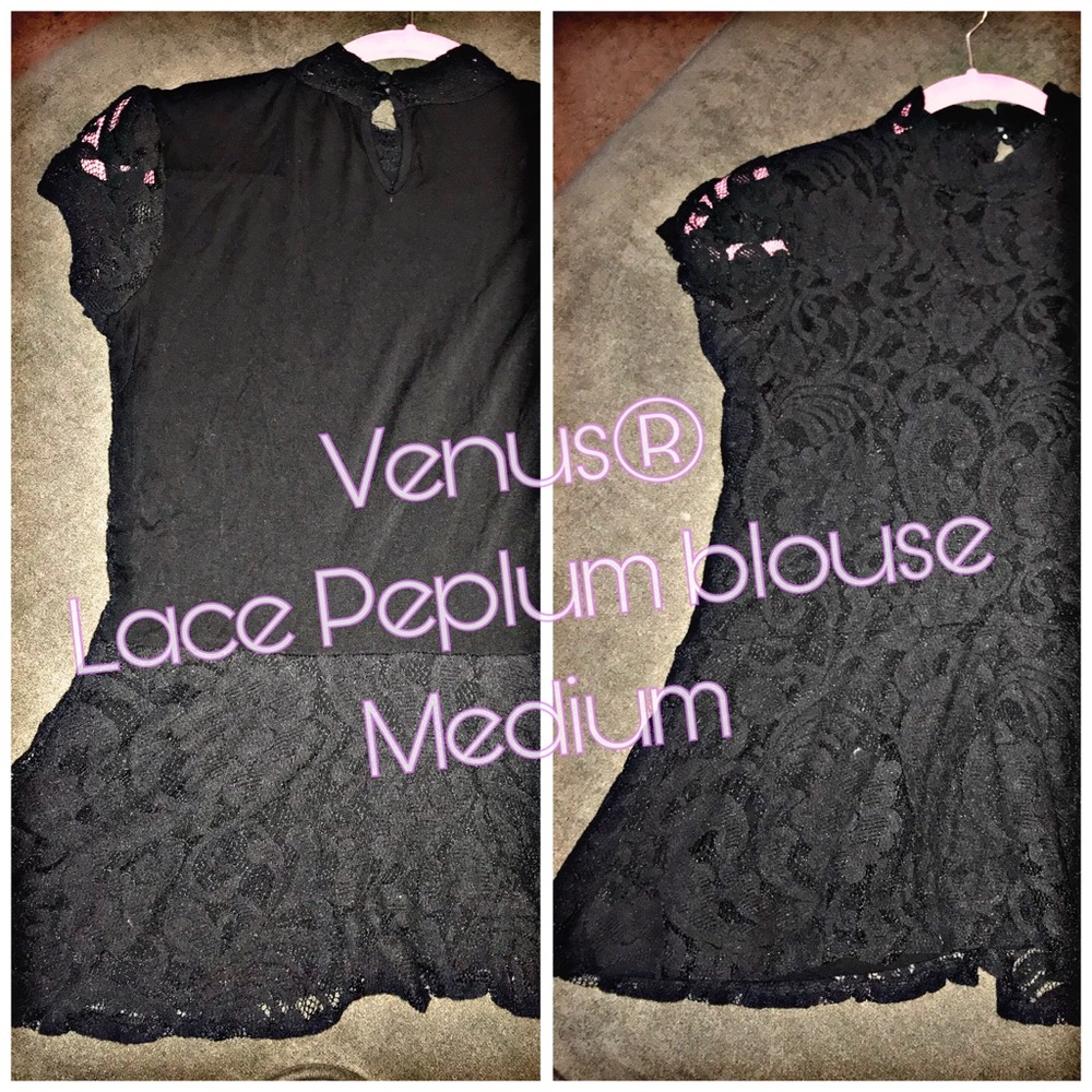 Black Lace Peplum Top